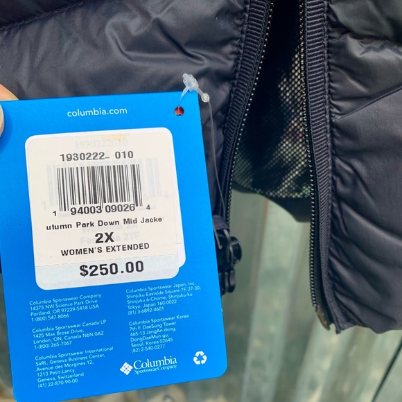 NWT Columbia Women’s Autumn Park Down Mid Jacket w Hood Black Sz 2X Omni-Heat - Picture 16 of 16